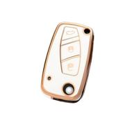 Cover Per Chiave Auto Per Fiat 500 Per Panda Per Stilo Per Punto Per Doblo Per Grande Per Bravo 500 Per Ducato Minibus Portachiavi Accessori TPU(White gold)