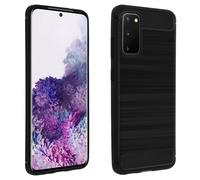 Cover per Galaxy S20 Silicone Carbonio effetto Metallo Spazzolato, Nero