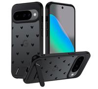 Cover per Google Pixel 10 Pro, Aesthetic Disegno Cuore Posteriore Custodia Traslucida Opaca Matte con Supporto Invisibile Sottile Antiurto Protettiva Militare Caso, Nero