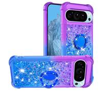 Cover per Google Pixel 10 Pro XL Liquido Custodia Superficie Lucida Custodia Protettiva Bumper Caso con Rotazione Magnetic Finger Ring Holder Case Glitter Silicone Custodia per Google Pixel 10 Pro XL
