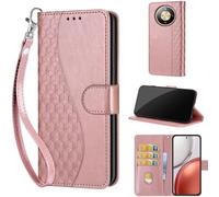Cover per Honor Magic8 Lite / X9d custodia portafoglio Cubo - Oro Rosa | 3 scomparti carte, 1 tasca banconote, Chiusura magnetica, Supporto, Pelle PU flip cover per Honor X70 / X9d