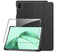 Cover per Honor Pad X8a 11" 2024 custodie +1 Pezzi Vetro Temperato,Gomma Protezione Protettivo,Ultra Sottile Antiurto Anti-Graffio TPU Flessibile Case -Nero