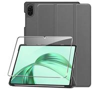 Cover per Honor Pad X8a 11" 2024 custodie +1 Pezzi Vetro Temperato,Gomma Protezione Protettivo,Ultra Sottile Antiurto Anti-Graffio TPU Flessibile Case -Grigio