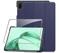 Cover per Honor Pad X8a 11" 2024 custodie +1 Pezzi Vetro Temperato,Gomma Protezione Protettivo,Ultra Sottile Antiurto Anti-Graffio TPU Flessibile Case -Blu