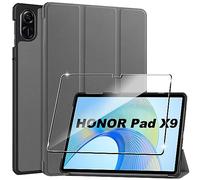 Cover per Honor Pad X9 custodie+1 Pezzi Vetro Temperato,Gomma Protezione Protettivo,Ultra Sottile Antiurto Anti-Graffio TPU Flessibile Case-Grey
