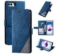 Cover per Huawei Enjoy 7S ,Custodia per Huawei P Smart FIG-L03 FIG-LX2 FIG-L22 FIG-LX1 FIG-L21 FIG-LX3 FIG-LA1 / Honor 9 Lite LLD-L22A LLD-L31 / Nova Lite 2 Custodia in pelle PU flip Case Blue