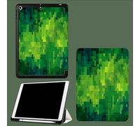 Cover per iPad 9/8/7 Gen,Custodia iPad 10,2 Pollici A2602 A2603 A2604 A2605 A2270 A2428 A2429 A2430 A2197 A2198 A2200 Cover con Auto Svegliati/Sonno Pixel Mosaici Retrò Cool Geometrico-Verde