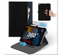 Cover Per iPad 9a/8a/7a Generazione 10,2 Pollici 2021 2020 2019, Custodia Pelle Rotante 360°Supporto con Supporto Matita & Tasca, Libro Antiurto Protettiva Auto Svegliati/Sonno Tablet Case Nero Blu