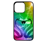 Cover per iPhone 13 Pro in silicone fiammingo rosa amore 4G uccello chiaro custodia amore design multicolore cuore animali romantici tempesta Apple