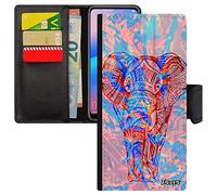 Cover per iPhone 14+ Plus Portafoglio Elephant Piuma Solido Disegno Savana Multicolore Pastello Blu di Protezione Portatile Asia Apple