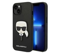 Cover per iPhone 14 Plus Saffiano Karl Head Patch Protezione Antiurto Rigida