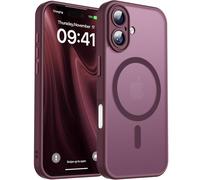 Cover per iPhone 16 Compatibile con MagSafe, Back Case per Smartphone in PC Silicone TPU, Protezione Fotocamera Integrata, Custodia Antiurto Traslucida Opaca, Vino Rosso