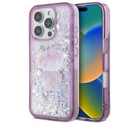 Cover per iPhone 16 Pro Hello Kitty con glitter liquido, colore viola