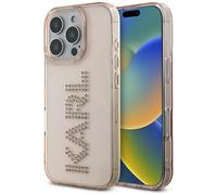 Cover per iPhone 16 Pro Max rosa con strass di Karl Lagerfeld