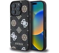 Cover per iPhone 16 Pro Max, supporto per ricarica wireless MagSafe, con logo e design in pelle approvata dal marchio globale GUESS da CG-MOBILE (nero)