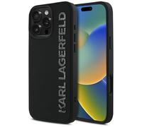 Cover per iPhone 16 Pro nera con glitter 3D di Karl Lagerfeld