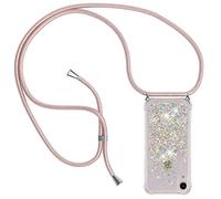 Cover per iPhone XR Liquido Custodia,Personalizzato Liquido Paillette Custodia di Protezione Trasparente Custodia in Silicone Sabbie Pieghevoli Bling con Collana Lanyard Case Regolabile Telefono