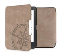 kwmobile Custodia Compatibile con Kobo Clara HD - Cover in Simil Pelle Scamosciata - Flip Case Magnetica Marrone per eReader