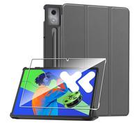 Cover per Lenovo ldea Tab Pro 12.7" custodie +1 Pezzi Vetro Temperato,Gomma Protezione Protettivo,Ultra Sottile Antiurto Anti-Graffio TPU Flessibile Case -Grigio