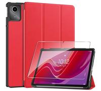Cover per Lenovo Tab M11 2024 11 inches custodie+1 Pezzi Vetro Temperato,Gomma Protezione Protettivo,Ultra Sottile Antiurto Anti-Graffio TPU Flessibile Case-Red