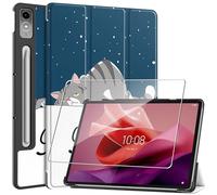 Cover per Lenovo Tab P12 12.7 inches custodie+1 Pezzi Vetro Temperato,Gomma Protezione Protettivo,Ultra Sottile Antiurto Anti-Graffio TPU Flessibile Case-Good Night