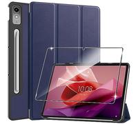 Cover per Lenovo Tab P12 custodie+1 Pezzi Vetro Temperato,Gomma Protezione Protettivo,Ultra Sottile Antiurto Anti-Graffio TPU Flessibile Case-Blue