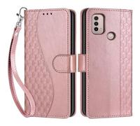 Cover per Motorola Moto E20 / E30 custodia portafoglio Cubo - Oro Rosa | 3 scomparti carte, 1 tasca banconote, Chiusura magnetica, Supporto, Pelle PU flip cover per Moto E20 / E40