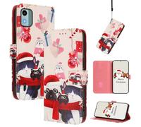 Cover per Nokia C12,360 Protettiva Custodia in PU Pelle Portafoglio Flip Schede con Slot per Carte,Magnetica Antiurto Cover per Nokia C12,Natale/5