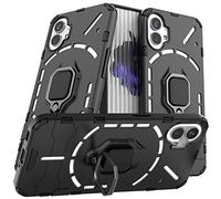 Cover per Nothing Phone (1), Custodia con 360° Rotante Magnetica Supporto 2in1 Dual Layer Ibrida Full Body Protettiva Morbido TPU Bumper, Rigida Plastica Back Armor Antiurto Case, Nero