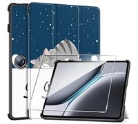 Cover per Oneplus Pad 2 /OPPO Pad 3 Pro 12.1" 2024 custodie +1 Pezzi Vetro Temperato,Gomma Protezione Protettivo,Ultra Sottile Antiurto Anti-Graffio TPU Flessibile Case -Gatto Pigro