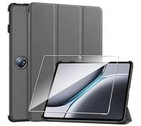 Cover per Oneplus Pad 2/OPPO Pad 3 Pro 12.1" 2024 custodie +1 Pezzi Vetro Temperato,Gomma Protezione Protettivo,Ultra Sottile Antiurto Anti-Graffio TPU Flessibile Case -Grigio