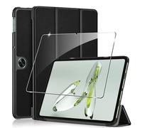 Cover per Oneplus Pad Go/Oppo Pad Neo 2024 11.4 inches custodie+1 Pezzi Vetro Temperato,Gomma Protezione Protettivo,Ultra Sottile Antiurto Anti-Graffio TPU Flessibile Case-Nero