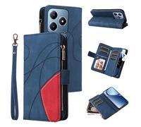 Cover per Oppo Realme C61/Realme C63 Custodia per telefono con porta carte di credito per donna, Oppo Realme C61/Realme C63 Custodia Portafoglio Zipper con slot per carte di credito per uomo-Blu
