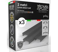 Cover per Profilo alluminio per Strisce LED MEDUSAFLEX mod. Andromeda 2 Metri - Grigia - Made in Italy in Policarbonato stabilizzato UV e certificata UL94HB - Garanzia 10 anni - Pacco da 3 (6m)