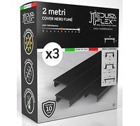 Cover per Profilo alluminio per Strisce LED MEDUSAFLEX mod.Andromeda 2 Metri - Nera Made in Italy in Policarbonato stabilizzato UV e certificata UL94HB - Garanzia 10 anni - Pacco da 3 (6m)