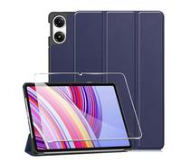 Cover per Redmi Pad Pro 5G/ 4G / Xiaomi POCO Pad 12.1 inches custodie +1 Pezzi Vetro Temperato,Gomma Protezione Protettivo,Ultra Sottile Antiurto Anti-Graffio TPU Flessibile Case -Blu