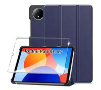 Cover per Redmi Pad SE 8.7" 2024 custodie +1 Pezzi Vetro Temperato,Gomma Protezione Protettivo,Ultra Sottile Antiurto Anti-Graffio TPU Flessibile Case -Blu