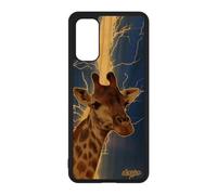 Cover per S20 in legno, silicone, motivo: Giraffa, animali, Savana, fulmini, macchia animale, rigida, con tempesta di telefono, design africano chiaro per Samsung Galaxy