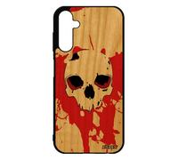 Cover per Samsung A25 5G legno silicone teschio street art scheletro case rosso uomo originale crane nero maschera techno per Galaxy