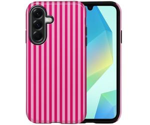 Cover per Samsung Galaxy A16 4G/5G con Design Motivo a Righe, Rosa Rosso | Custodia Aesthetic Estate Summer Striped, Protezione Antiurto, Sottile e Leggera, Silicone TPU Bumper Case per Donna Ragazza