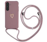 Cover per Samsung Galaxy A55 5G con Cordino, MoEvn Custodia con Laccio Collana Regolabile Morbida TPU Silicone Case con Motivo Cuore AntiGraffio Antiurto Protettiva Cover per Samsung A55 5G, Rosa