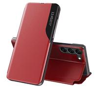 Cover per Samsung Galaxy S21 5G, in pelle trasparente e sottile, a 360°, antiurto, antigraffio, con cavalletto, flip Folio Cover per S21 (rosso)
