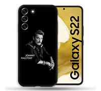 Cover per Samsung Galaxy S22, motivo: Johnny Hallyday, colore: Nero