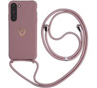 Cover per Samsung Galaxy S24 5G con Cordino, MoEvn Custodia con Laccio Collana Regolabile Morbida TPU Silicone Case con Motivo Cuore AntiGraffio Antiurto Protettiva Cover per Samsung S24 5G, Rosa