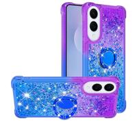 Cover per Samsung Galaxy S25 Edge Liquido Custodia Superficie Lucida Custodia Protettiva Bumper Caso con Rotazione Magnetic Finger Ring Holder Case Glitter Silicone Custodia Galaxy S25 Edge