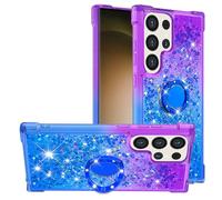 Cover per Samsung Galaxy S25 Ultra Liquido Custodia Superficie Lucida Custodia Protettiva Bumper Caso con Rotazione Magnetic Finger Ring Holder Case Glitter Silicone Custodia Galaxy S25 Ultra