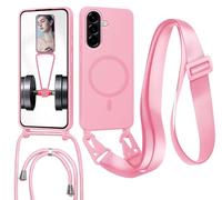 Cover per Samsung Galaxy S26 Plus con Cordino Compatibile con MagSafe Custodia con Laccio Collana Tracolla Cinghia, Ultra Sottile Silicone Antiurto AntiGraffio Case per Samsung Galaxy S26 Plus, Rosa