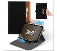 Cover Per Samsung Galaxy Tab A9+/A9 Plus 11 Pollici 2023 Tablet, Custodia Pelle Rotante 360°Supporto con Supporto Matita & Tasca, Libro Protettiva Antiurto Auto Svegliati/Sonno Case Nero Marron