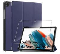 Cover per Samsung Galaxy Tab A9+/A9 Plus custodie+1 Pezzi Vetro Temperato,Gomma Protezione Protettivo,Ultra Sottile Antiurto Anti-Graffio TPU Flessibile Case-Blue
