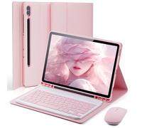 Cover Per Samsung Galaxy Tab S10 Ultra/S9 Ultra/S8 Ultra 14.6 Pollici con Bluetooth Wireless Italiano tastiera (QWERTY) e Mouse Coperchio Protettivo con Scanalatura Portapenna Keyboard Case Rosa